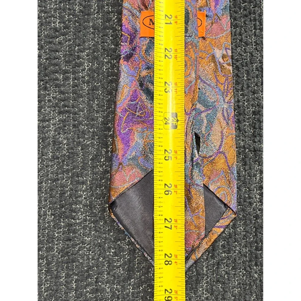Vtg Missoni Cravatte Silk Tie Purple Orange Abstract‎ Floral Made in Italy Lux